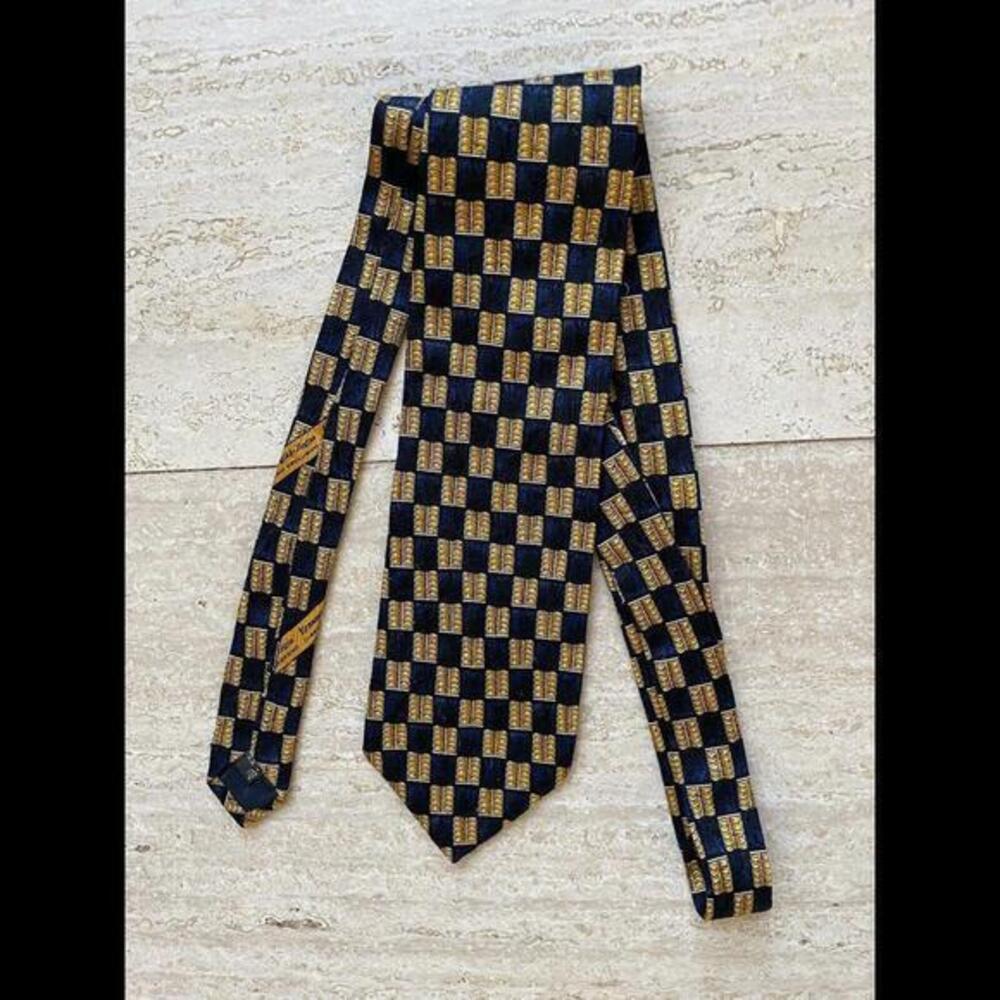 ermenegildo zegna Gold Blue silk mens classic designer neck tie